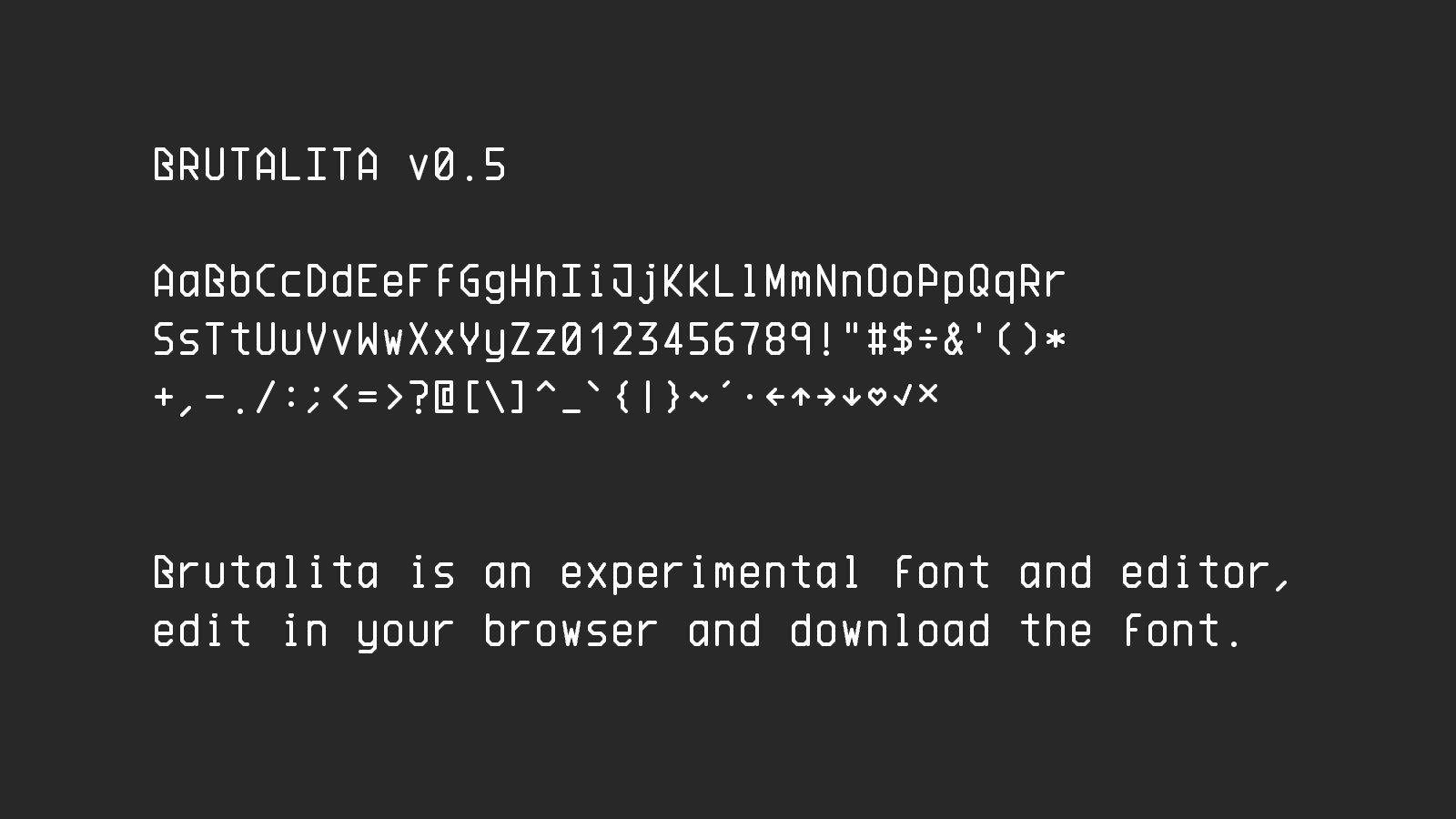 Title image for Brutalita font project
